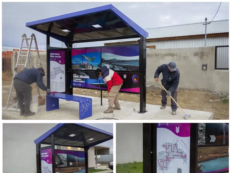 El Municipio de Puerto San Juli&aacute;n contin&uacute;a avanzando con la construcci&oacute;n de nuevas garitas de colectivo
